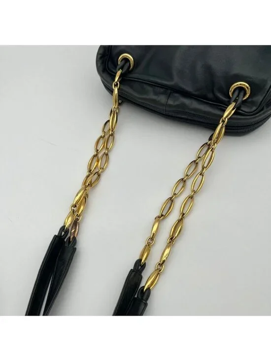 Loewe Shoulder Bag Black Anagram Embossed Nappa Leather Chain Vintage - Picture 5 of 13